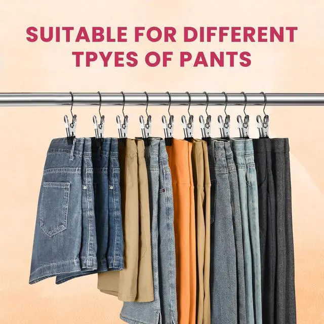 Alt view image 3 of 7 - 12 Pack Pants Hangers with Clip,Legging Organizer for Closet Hanging, Space Saving Yoga Pants Hangers Clip Hangers Closet Organization,Closet Organizers and Storage for Jeans,Shorts,Skirts,Hats