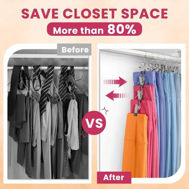Alt view image 4 of 7 - 12 Pack Pants Hangers with Clip,Legging Organizer for Closet Hanging, Space Saving Yoga Pants Hangers Clip Hangers Closet Organization,Closet Organizers and Storage for Jeans,Shorts,Skirts,Hats