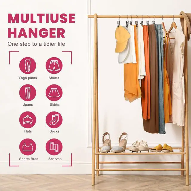Alt view image 5 of 7 - 12 Pack Pants Hangers with Clip,Legging Organizer for Closet Hanging, Space Saving Yoga Pants Hangers Clip Hangers Closet Organization,Closet Organizers and Storage for Jeans,Shorts,Skirts,Hats