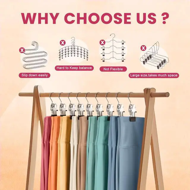 Alt view image 7 of 7 - 12 Pack Pants Hangers with Clip,Legging Organizer for Closet Hanging, Space Saving Yoga Pants Hangers Clip Hangers Closet Organization,Closet Organizers and Storage for Jeans,Shorts,Skirts,Hats