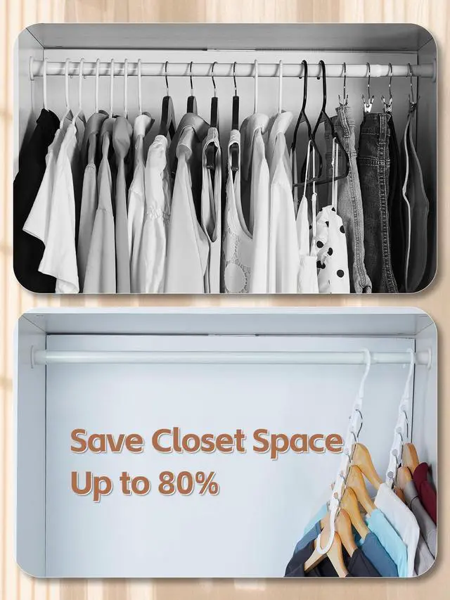 Alt view image 3 of 7 - White Magic Space Saving Hangers, Premium Smart Hanger Hooks, Sturdy Cascading Hangers with 5 Holes for Heavy Clothes, Closet Organizers and Storage, College Dorm Room Essentials 10 Pack