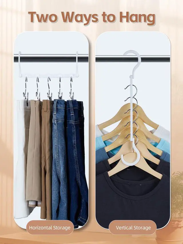 Alt view image 4 of 7 - White Magic Space Saving Hangers, Premium Smart Hanger Hooks, Sturdy Cascading Hangers with 5 Holes for Heavy Clothes, Closet Organizers and Storage, College Dorm Room Essentials 10 Pack