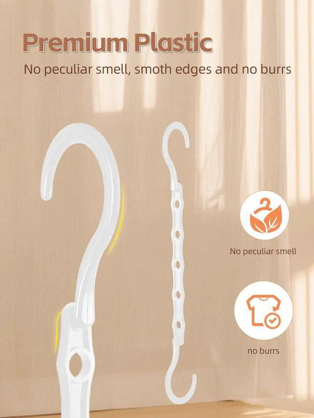 Alt view image 6 of 7 - White Magic Space Saving Hangers, Premium Smart Hanger Hooks, Sturdy Cascading Hangers with 5 Holes for Heavy Clothes, Closet Organizers and Storage, College Dorm Room Essentials 10 Pack