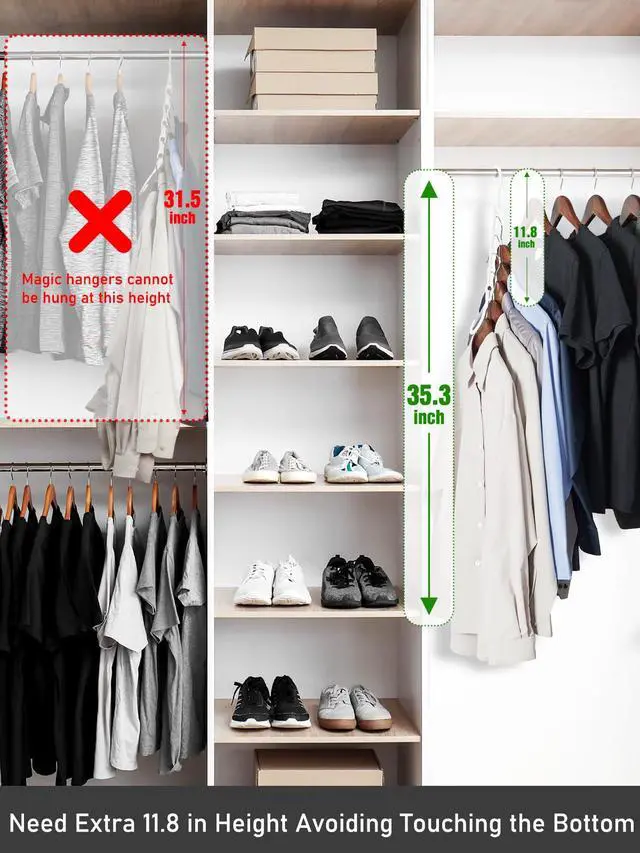 Alt view image 7 of 7 - White Magic Space Saving Hangers, Premium Smart Hanger Hooks, Sturdy Cascading Hangers with 5 Holes for Heavy Clothes, Closet Organizers and Storage, College Dorm Room Essentials 10 Pack