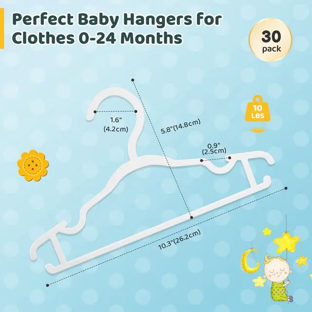 Alt view image 3 of 7 - Baby Hangers Kids Plastic Hangers for Closet Non-Slip Toddler Hanger for Infant Child Clothing, Small Children Hanger Ideal for Boys and Girls Closet Pants Coats Skirts - 30 Pack, White