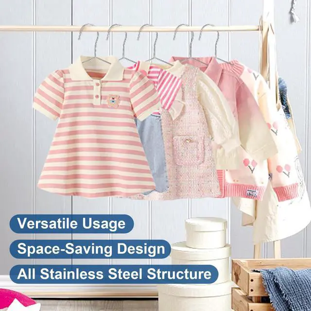 Alt view image 2 of 7 - 20 Pack Silver Stainless Steel Kids Hangers, Space-Saving Non-Slip, Perfect for Baby, Toddler & Kids' Clothes