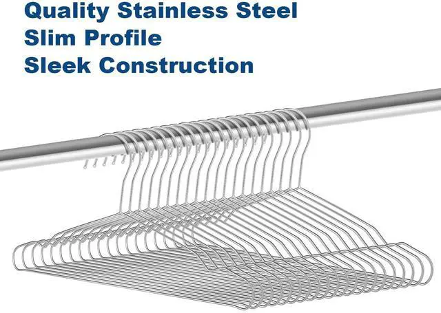Alt view image 5 of 7 - 20 Pack Silver Stainless Steel Kids Hangers, Space-Saving Non-Slip, Perfect for Baby, Toddler & Kids' Clothes
