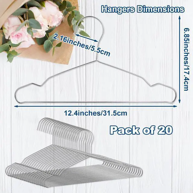 Alt view image 3 of 7 - 20 Pack Silver Stainless Steel Kids Hangers, Space-Saving Non-Slip, Perfect for Baby, Toddler & Kids' Clothes