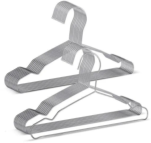 Main image of 20 Pack Silver Stainless Steel Kids Hangers, Space-Saving Non-Slip, Perfect for Baby, Toddler & Kids' Clothes