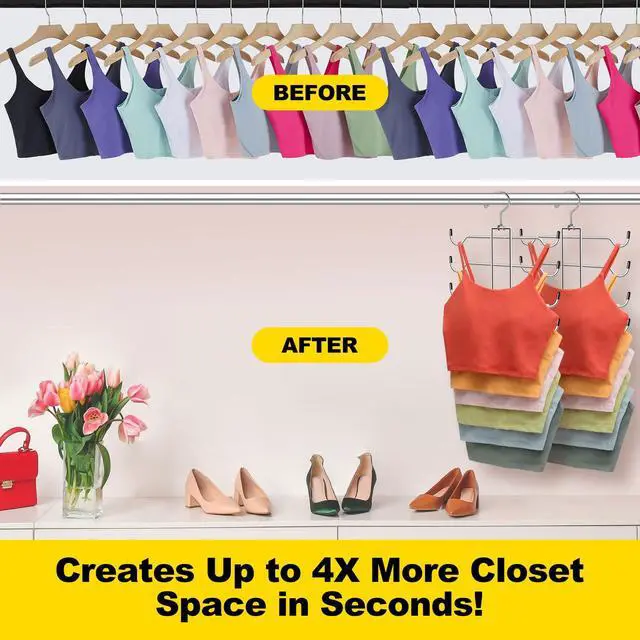 Alt view image 2 of 7 - Metal Tank Top Hanger 2 Pack, Space Saving Bra Organizer with 24 Easy Access Hooks, 360° Swivel Closet Organizers and Storage, Apartment College Dorm Room Essentials, Small Space Organization Solution