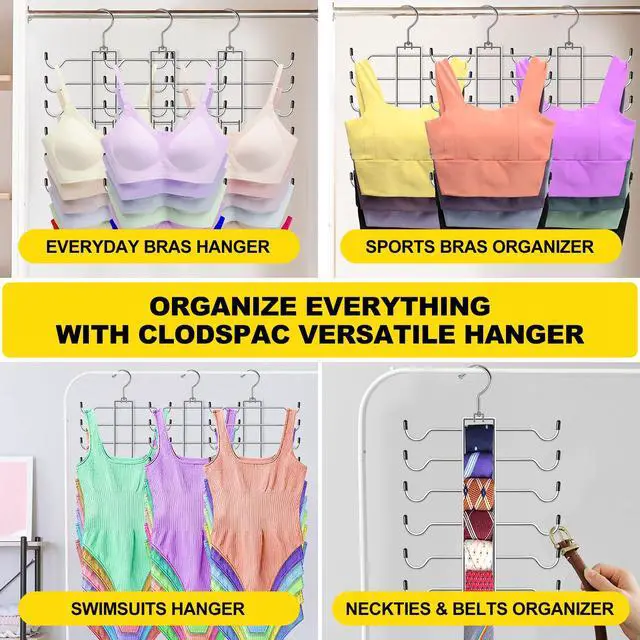 Alt view image 7 of 7 - Metal Tank Top Hanger 2 Pack, Space Saving Bra Organizer with 24 Easy Access Hooks, 360° Swivel Closet Organizers and Storage, Apartment College Dorm Room Essentials, Small Space Organization Solution
