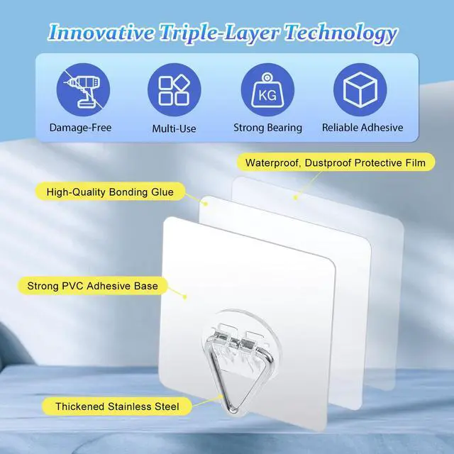 Alt view image 4 of 7 - Wall Plate Hangers for Display - Invisible Adhesive Picture Hangers for Wall - Ideal for Hanging Decorative Plates | Photo Frames | Paintings - 2.4 Inch
