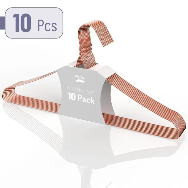 Alt view image 2 of 7 - Metal Wire Hangers, 10 Pack, Rose Gold