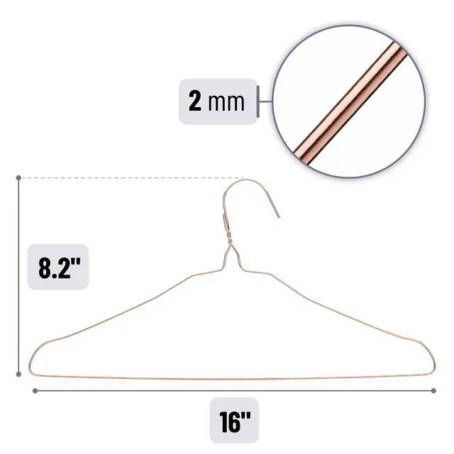 Alt view image 3 of 7 - Metal Wire Hangers, 10 Pack, Rose Gold