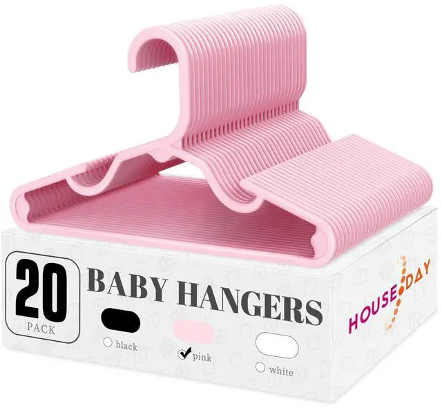 Main image of Plastic Baby Hangers for Closet 20 Pack, Durable Plastic Kids Hangers for Baby Clothes, Thin & Compact Childrens Hangers, Space Saving Pink Baby Hanger, Small Hanger for Kids Clothes
