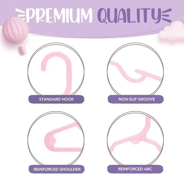 Alt view image 6 of 7 - Plastic Baby Hangers for Closet 20 Pack, Durable Plastic Kids Hangers for Baby Clothes, Thin & Compact Childrens Hangers, Space Saving Pink Baby Hanger, Small Hanger for Kids Clothes