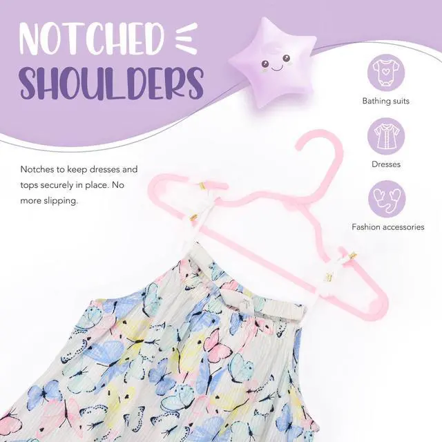 Alt view image 4 of 7 - Plastic Baby Hangers for Closet 20 Pack, Durable Plastic Kids Hangers for Baby Clothes, Thin & Compact Childrens Hangers, Space Saving Pink Baby Hanger, Small Hanger for Kids Clothes