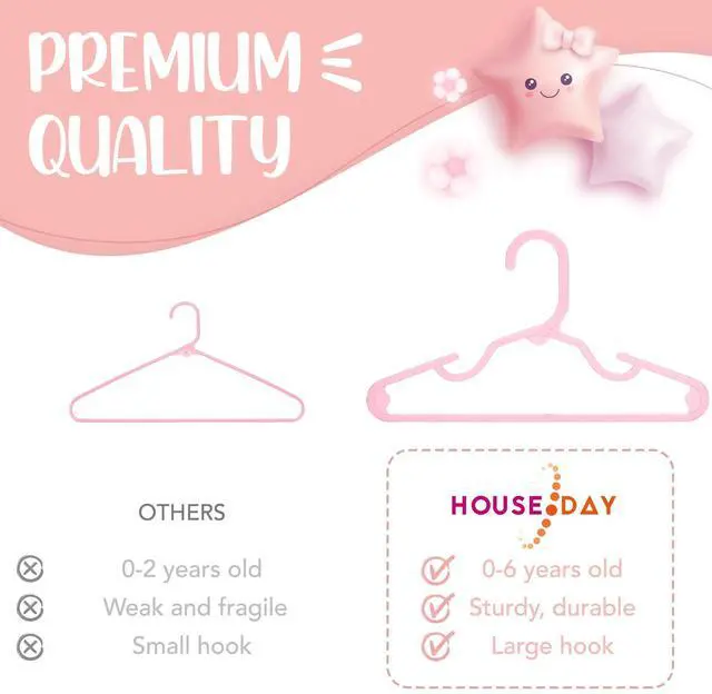 Alt view image 7 of 7 - Plastic Baby Hangers for Closet 20 Pack, Durable Plastic Kids Hangers for Baby Clothes, Thin & Compact Childrens Hangers, Space Saving Pink Baby Hanger, Small Hanger for Kids Clothes