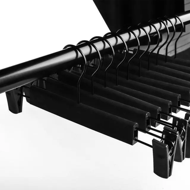 Alt view image 7 of 7 - 10 Pack Pants Hangers with Adjustable Non-Slip Clips Anti-Rust Hanging Hook for Trouser,Skirts,Jeans,Clothes Hangers Black