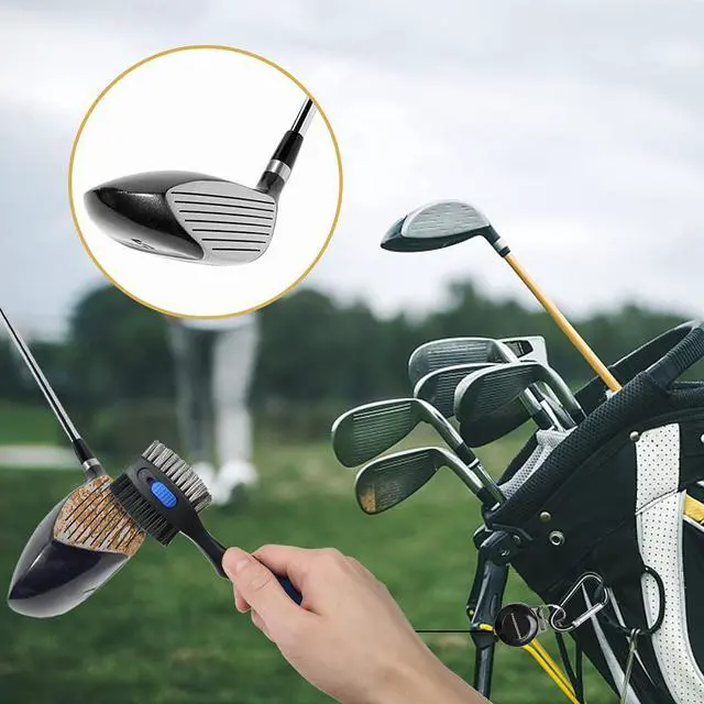 Alt view image 7 of 7 - 2 Pack Golf Club Brushes and Groove Cleaner 2 ft Retractable Zipline Carabiner Oversized Golf Brush Head with Retractable Spike Comfortable Grip Golf Club Cleaner