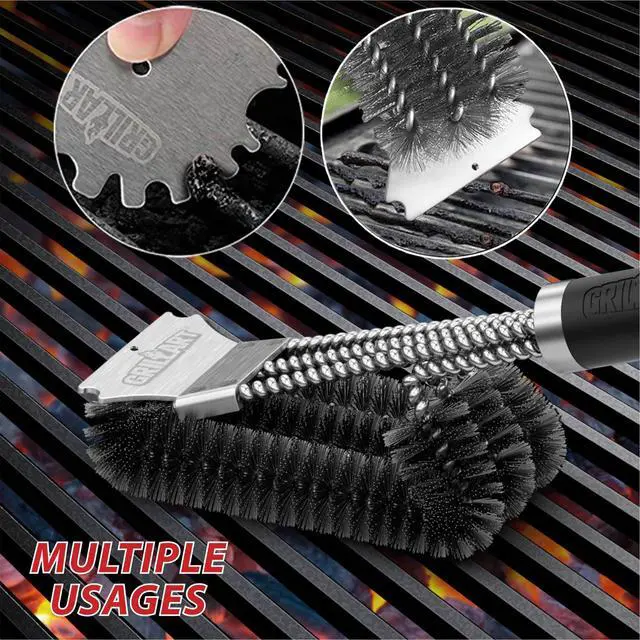 Alt view image 5 of 7 - Grill Brush and Scraper,18 Inch BBQ Grill Cleaning Brush Kit, Wire Scrubber, Universal Fit BBQ Cleaner Accessories for Grill/Smoker/Gas/Charcoal Grill Cleaning-Grill Gifts for Men/Dad