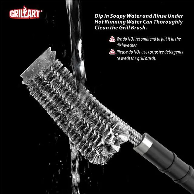Alt view image 6 of 7 - Grill Brush and Scraper,18 Inch BBQ Grill Cleaning Brush Kit, Wire Scrubber, Universal Fit BBQ Cleaner Accessories for Grill/Smoker/Gas/Charcoal Grill Cleaning-Grill Gifts for Men/Dad