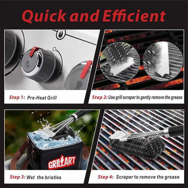Alt view image 7 of 7 - Grill Brush and Scraper,18 Inch BBQ Grill Cleaning Brush Kit, Wire Scrubber, Universal Fit BBQ Cleaner Accessories for Grill/Smoker/Gas/Charcoal Grill Cleaning-Grill Gifts for Men/Dad