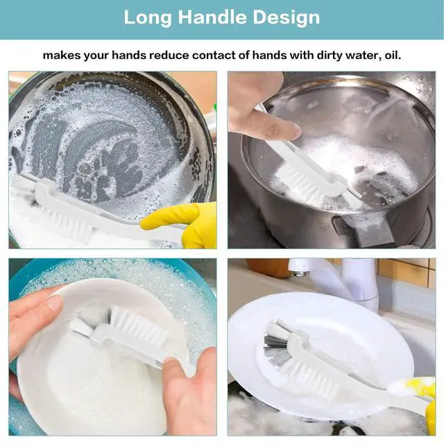 Alt view image 2 of 7 - 8 Pcs Dish Brush Bottle Bathroom Scrub Brushes Kitchen Cleaning Brush Right Angle Kitchen Brush Sink Household Pot Pan Edge Corners Tile Lines Brush with Stiff Bristles