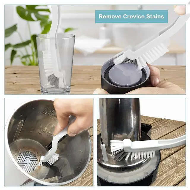Alt view image 4 of 7 - 8 Pcs Dish Brush Bottle Bathroom Scrub Brushes Kitchen Cleaning Brush Right Angle Kitchen Brush Sink Household Pot Pan Edge Corners Tile Lines Brush with Stiff Bristles