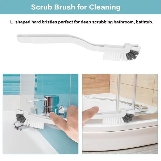 Alt view image 5 of 7 - 8 Pcs Dish Brush Bottle Bathroom Scrub Brushes Kitchen Cleaning Brush Right Angle Kitchen Brush Sink Household Pot Pan Edge Corners Tile Lines Brush with Stiff Bristles