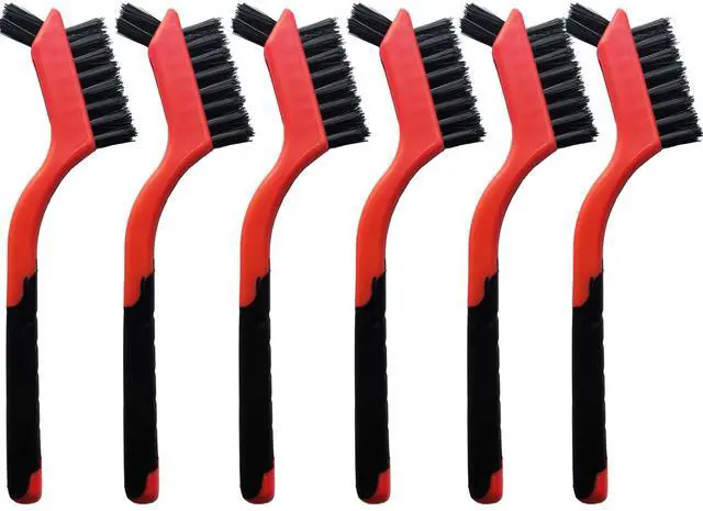 Main image of 6-Pack Nylon Cleaning Brushes - Non-Scratch Nylon Bristles for Delicate Surfaces & Daily Cleaning | Ergonomic Grip with Mini Head & Hanging Hole