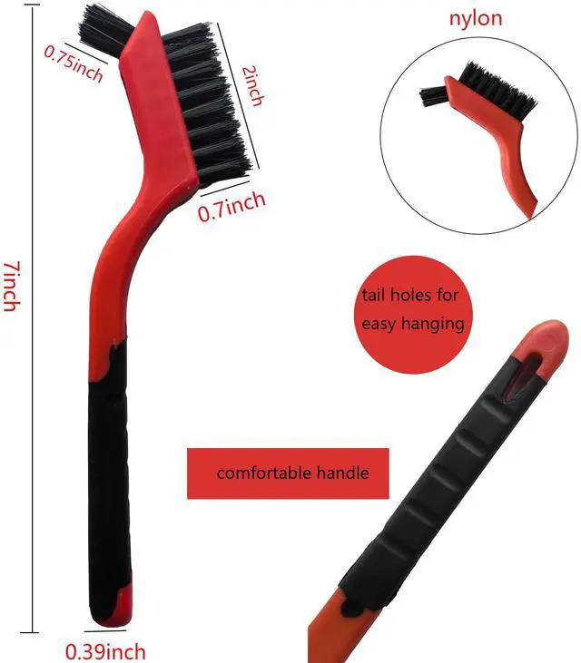 Alt view image 2 of 6 - 6-Pack Nylon Cleaning Brushes - Non-Scratch Nylon Bristles for Delicate Surfaces & Daily Cleaning | Ergonomic Grip with Mini Head & Hanging Hole