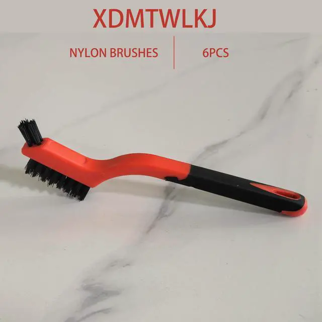 Alt view image 4 of 6 - 6-Pack Nylon Cleaning Brushes - Non-Scratch Nylon Bristles for Delicate Surfaces & Daily Cleaning | Ergonomic Grip with Mini Head & Hanging Hole