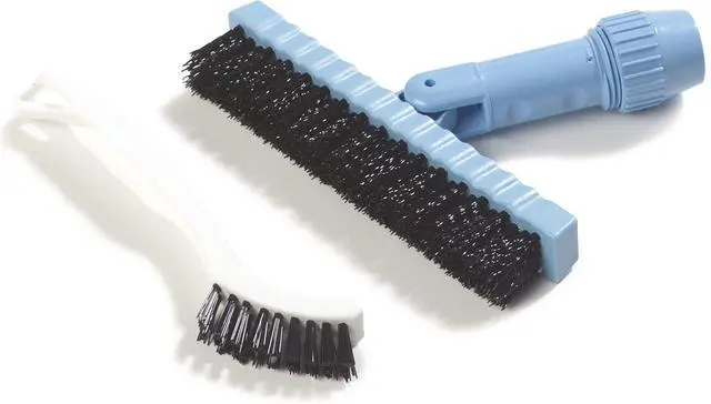 Alt view image 2 of 7 - Flo-Pac Grout Brush with Nylon Bristles, Scrubber with Handle for Bathroom and Kitchen Tile, 8", White