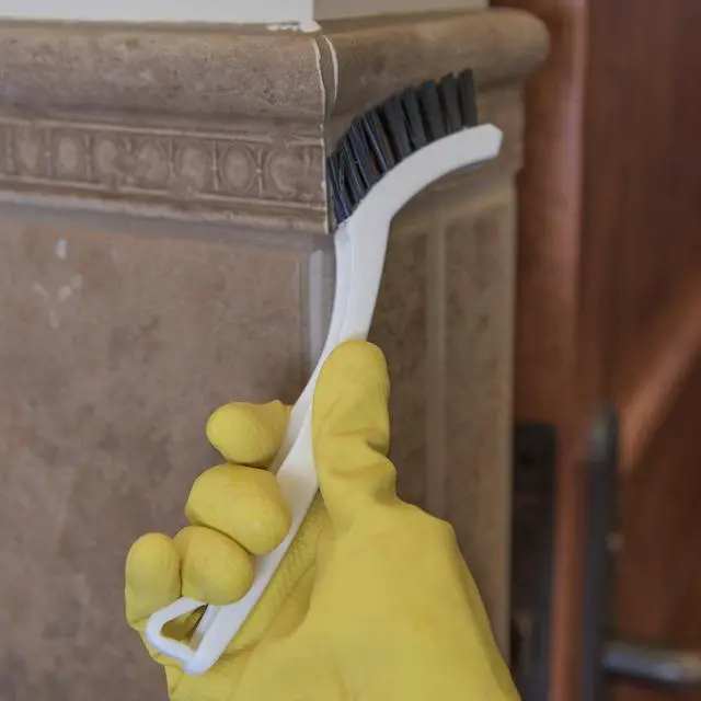 Alt view image 5 of 7 - Flo-Pac Grout Brush with Nylon Bristles, Scrubber with Handle for Bathroom and Kitchen Tile, 8", White