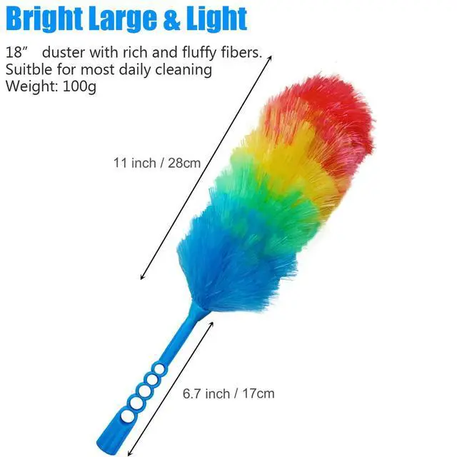 Alt view image 2 of 6 - 3 Pack Upgrade 19 Rainbow Static Feather Duster with Beandable and Washable Head - More Fibers Bigger Head Less Loss of Fiber