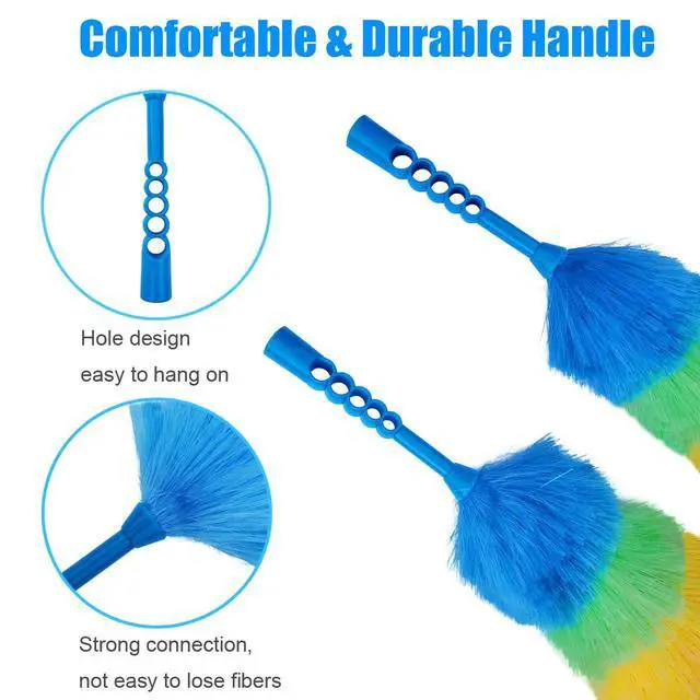 Alt view image 4 of 6 - 3 Pack Upgrade 19 Rainbow Static Feather Duster with Beandable and Washable Head - More Fibers Bigger Head Less Loss of Fiber