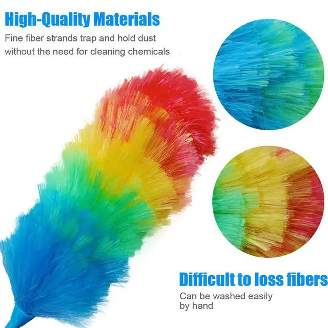 Alt view image 3 of 6 - 3 Pack Upgrade 19 Rainbow Static Feather Duster with Beandable and Washable Head - More Fibers Bigger Head Less Loss of Fiber