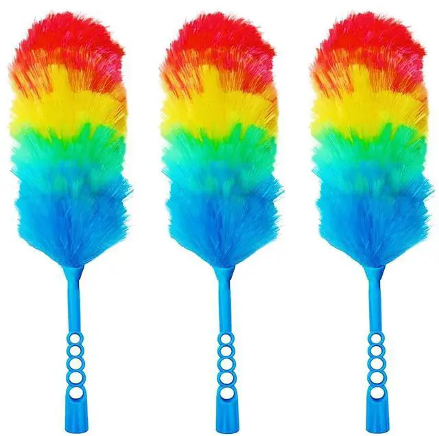Main image of 3 Pack Upgrade 19 Rainbow Static Feather Duster with Beandable and Washable Head - More Fibers Bigger Head Less Loss of Fiber