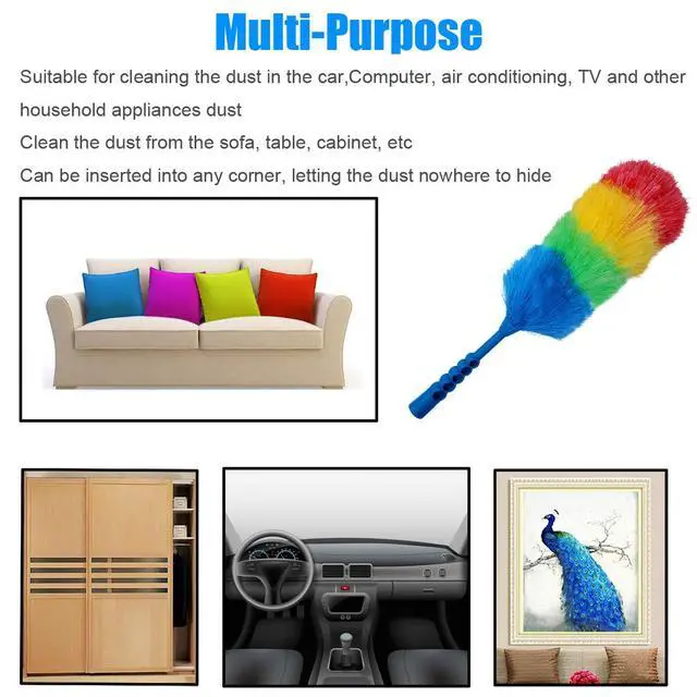 Alt view image 5 of 6 - 3 Pack Upgrade 19 Rainbow Static Feather Duster with Beandable and Washable Head - More Fibers Bigger Head Less Loss of Fiber