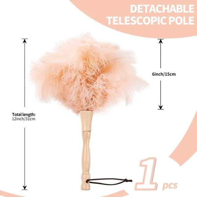 Alt view image 2 of 7 - Ostrich Feather Duster 12 Inch Handheld Duster Supplies, Wooden Handle Feather Duster for Cleaning Keyboard Home Car Office (Champagne)
