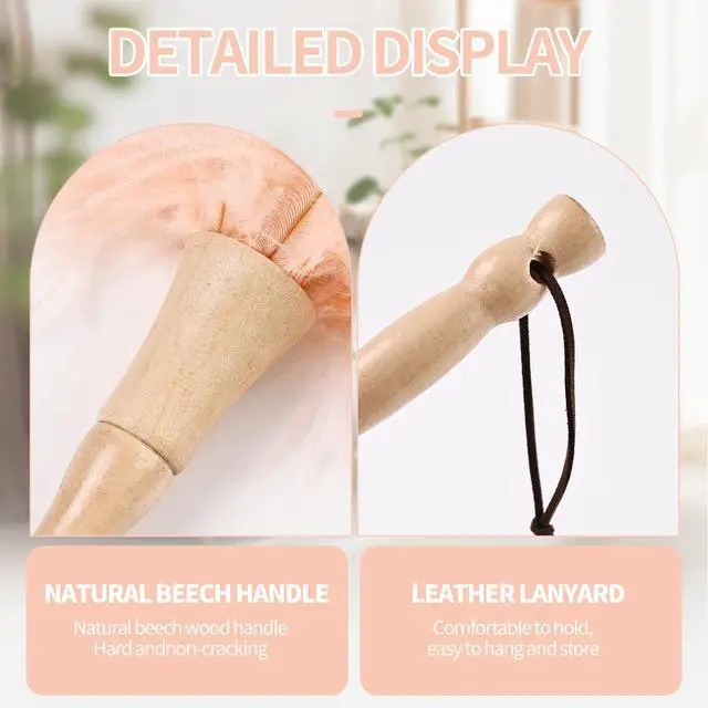 Alt view image 4 of 7 - Ostrich Feather Duster 12 Inch Handheld Duster Supplies, Wooden Handle Feather Duster for Cleaning Keyboard Home Car Office (Champagne)