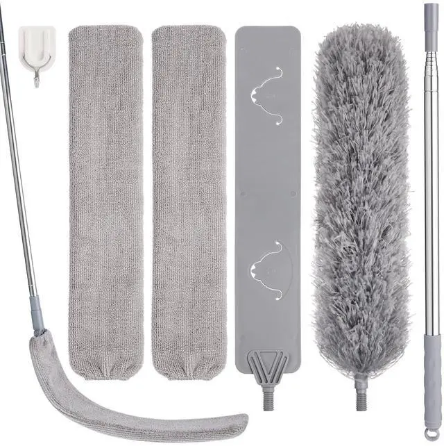 Main image of Feather Duster Set (4 Pieces), 30-100 inch Microfiber Retractable Gap Duster for Cleaning Ceilings, Furniture Refrigerators and Under Sofas