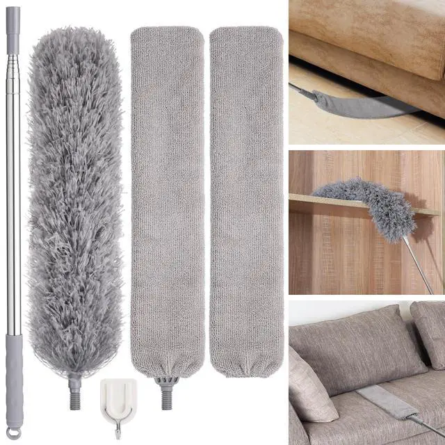 Alt view image 2 of 7 - Feather Duster Set (4 Pieces), 30-100 inch Microfiber Retractable Gap Duster for Cleaning Ceilings, Furniture Refrigerators and Under Sofas