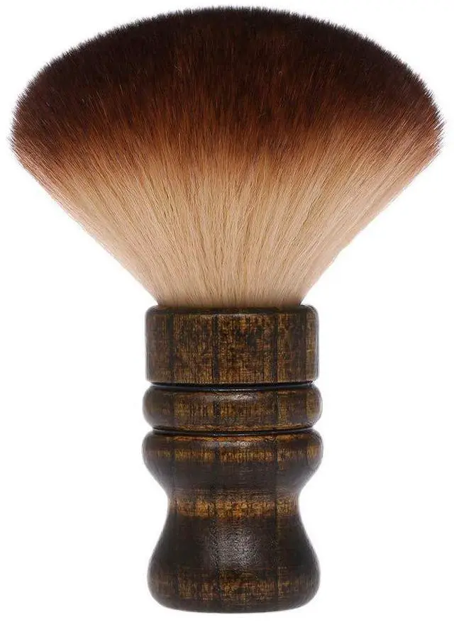 Main image of Large Neck Duster Brush Anself Soft Barber Face Cleaning Hairbrush Nylon Hair Wooden Handle Cutting Kits