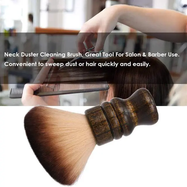 Alt view image 2 of 7 - Large Neck Duster Brush Anself Soft Barber Face Cleaning Hairbrush Nylon Hair Wooden Handle Cutting Kits
