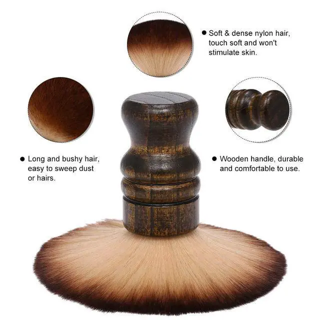 Alt view image 4 of 7 - Large Neck Duster Brush Anself Soft Barber Face Cleaning Hairbrush Nylon Hair Wooden Handle Cutting Kits