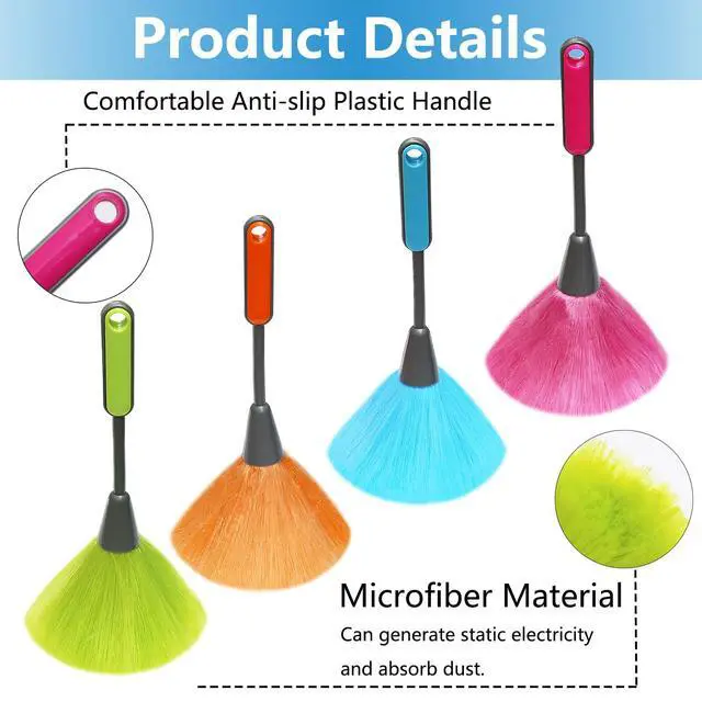 Alt view image 4 of 6 - 4 Pack 10" Small Microfiber Duster, Delicate Fluffy Microfiber Feather Duster, Suitable for Light Daily Household Dusting, Perfect for Cleaning Desk, Computer Screen, TV Screen, Books, Photo Frames
