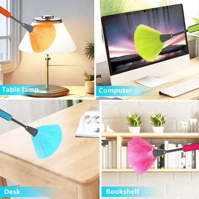 Alt view image 6 of 6 - 4 Pack 10" Small Microfiber Duster, Delicate Fluffy Microfiber Feather Duster, Suitable for Light Daily Household Dusting, Perfect for Cleaning Desk, Computer Screen, TV Screen, Books, Photo Frames