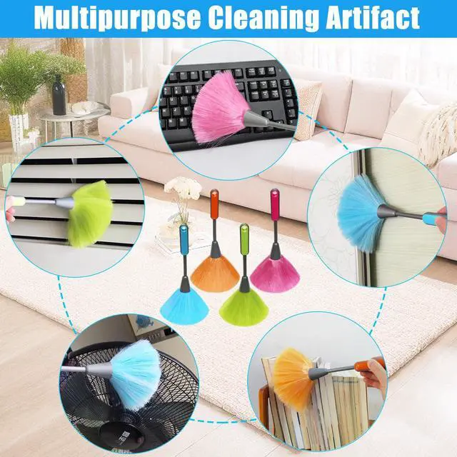 Alt view image 7 of 7 - 4 Pack 10 inch Microfiber Duster, Feather Duster, Grips Microfiber Delicate Duster for Cleaning Keyboard, Computer Screen, Books, Photo Frames